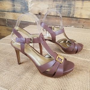Marc Fisher Brown Leather Strappy Heel San…